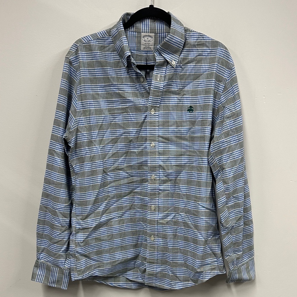 Brooks Brothers teal and Blue Checkered Shirt regent M